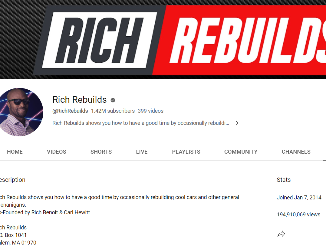 rich rebuilds youtube channel