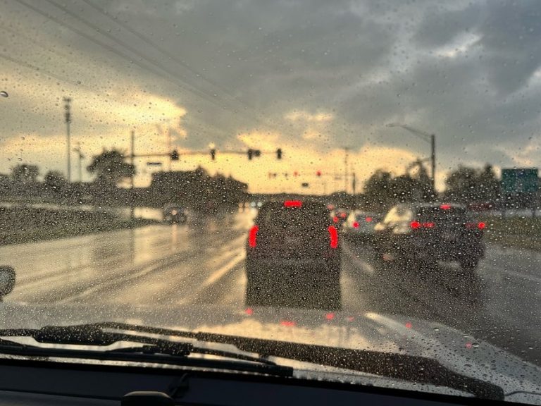 rainy day car interior