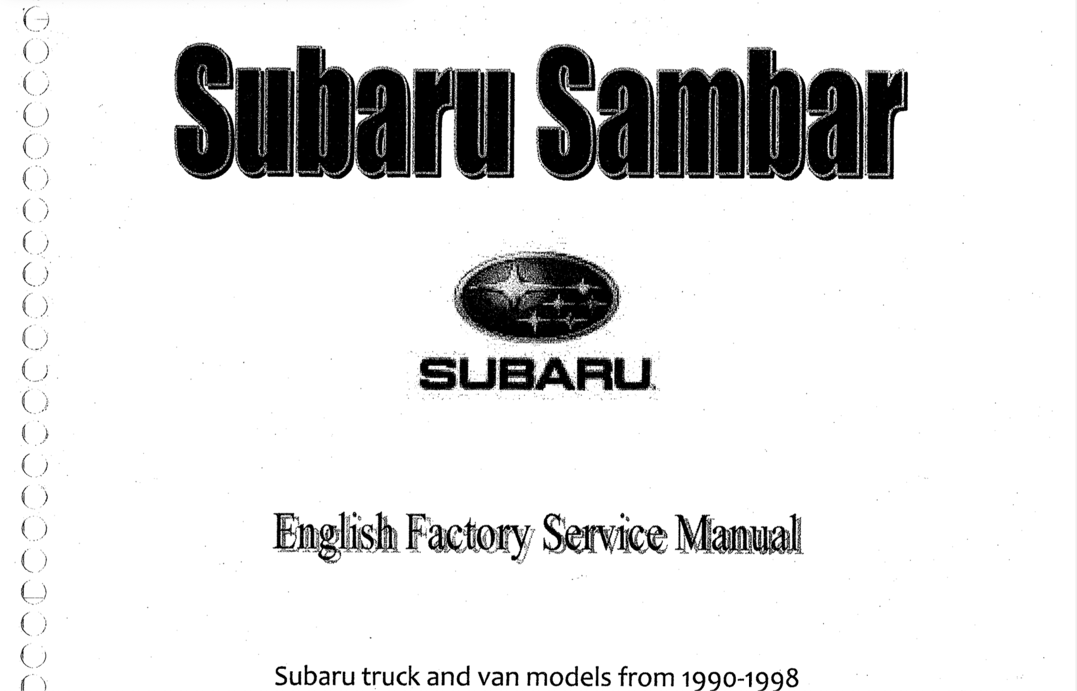 subar sambar service manual