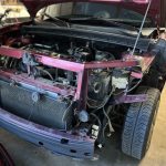 car front end taken apart